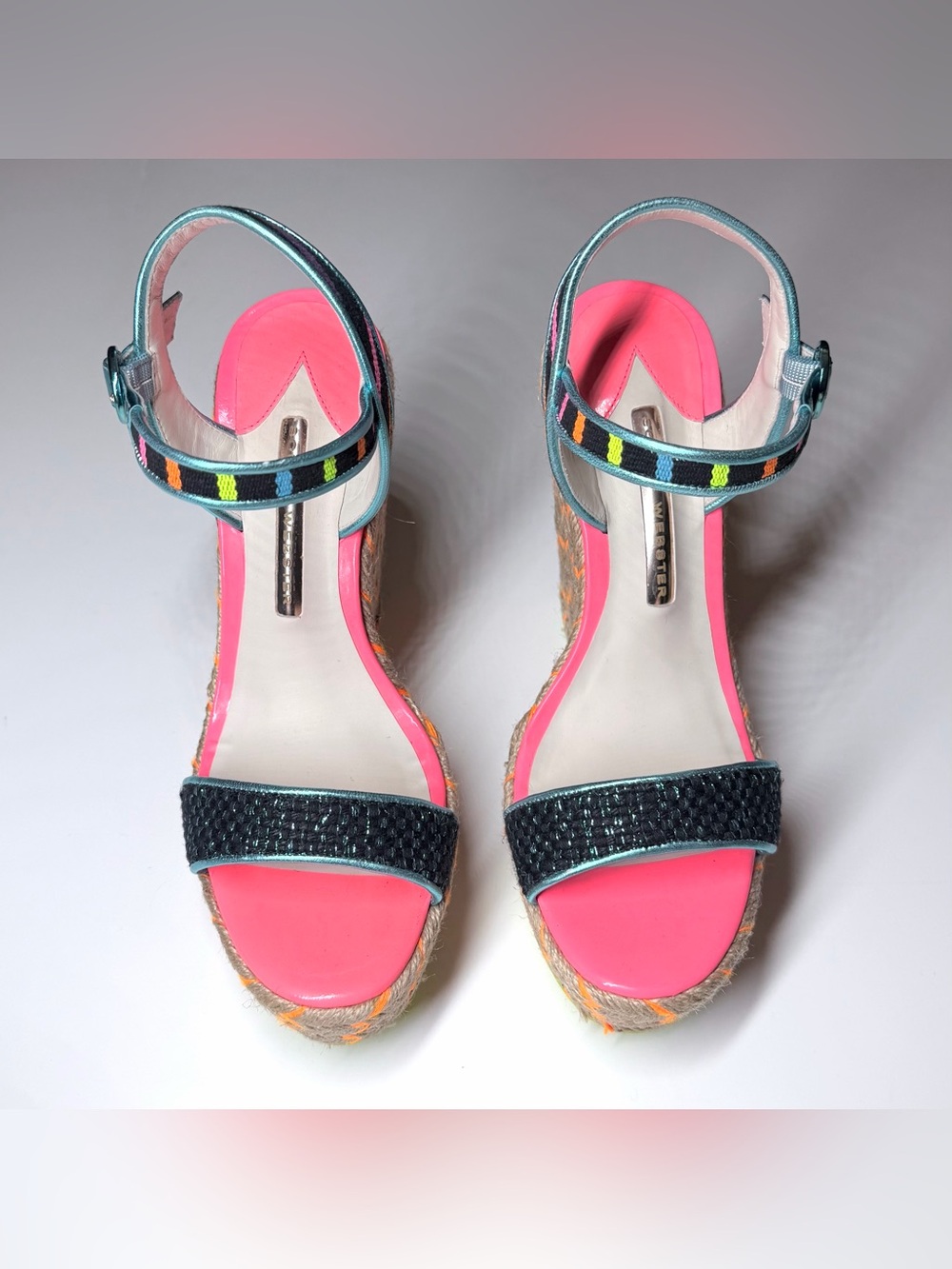 Sophia Webster Multicolor Fabric and Leather Lucita Espadrille Sandals Size- 38 - Picture 2 of 9